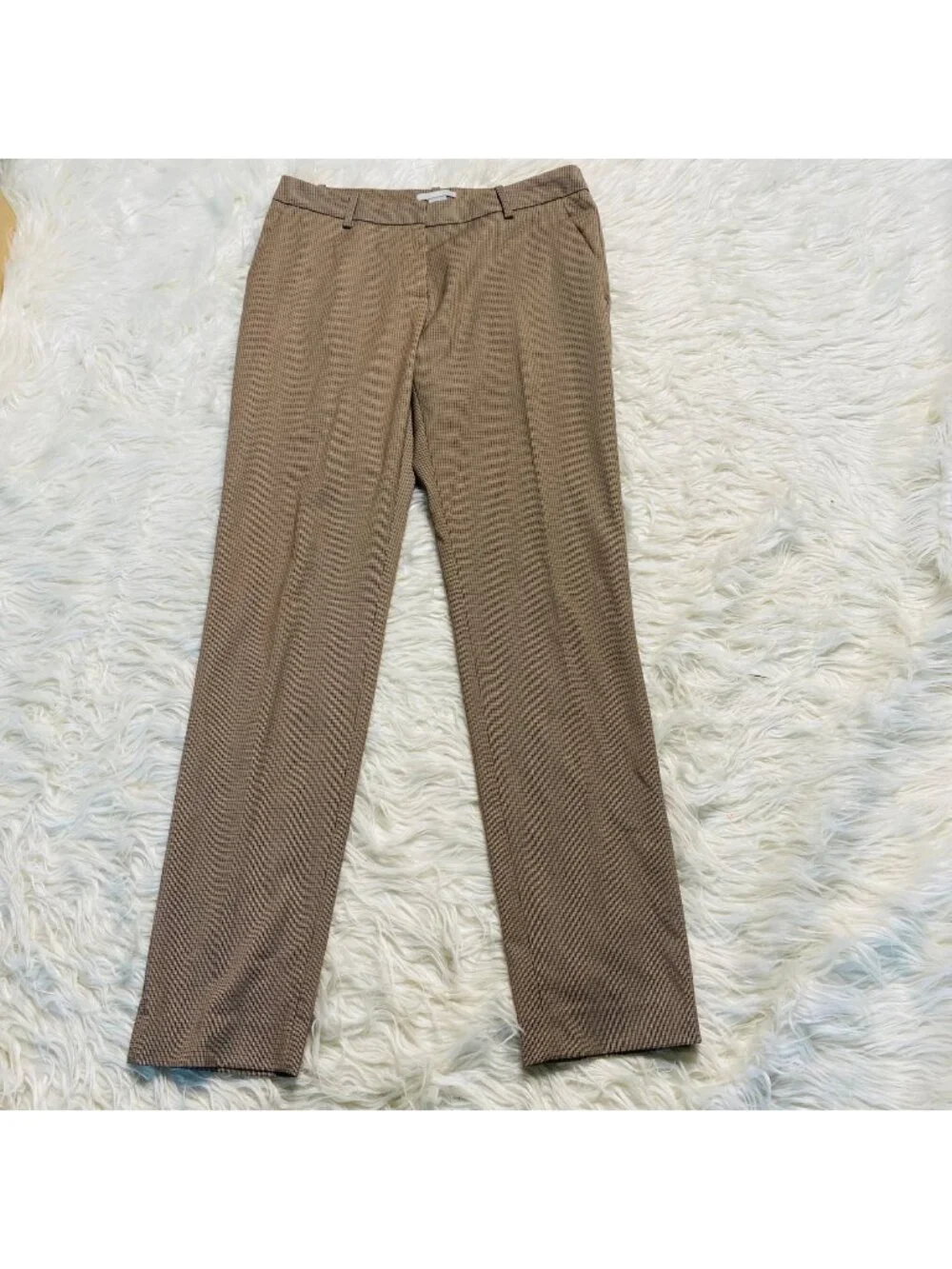 HM Pant Womens 6 Checked Plaid Brown Dress Pants Straight Career Collegiate Prep
